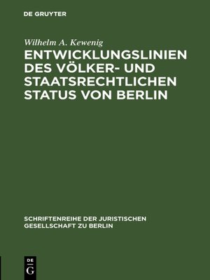 cover image of Entwicklungslinien des völker- und staatsrechtlichen Status von Berlin